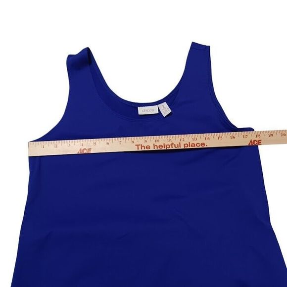 Chico's Tank Size 2 Women Pullover Top Blue Stretch Round Neck Sleeveless Large - Picture 4 of 5